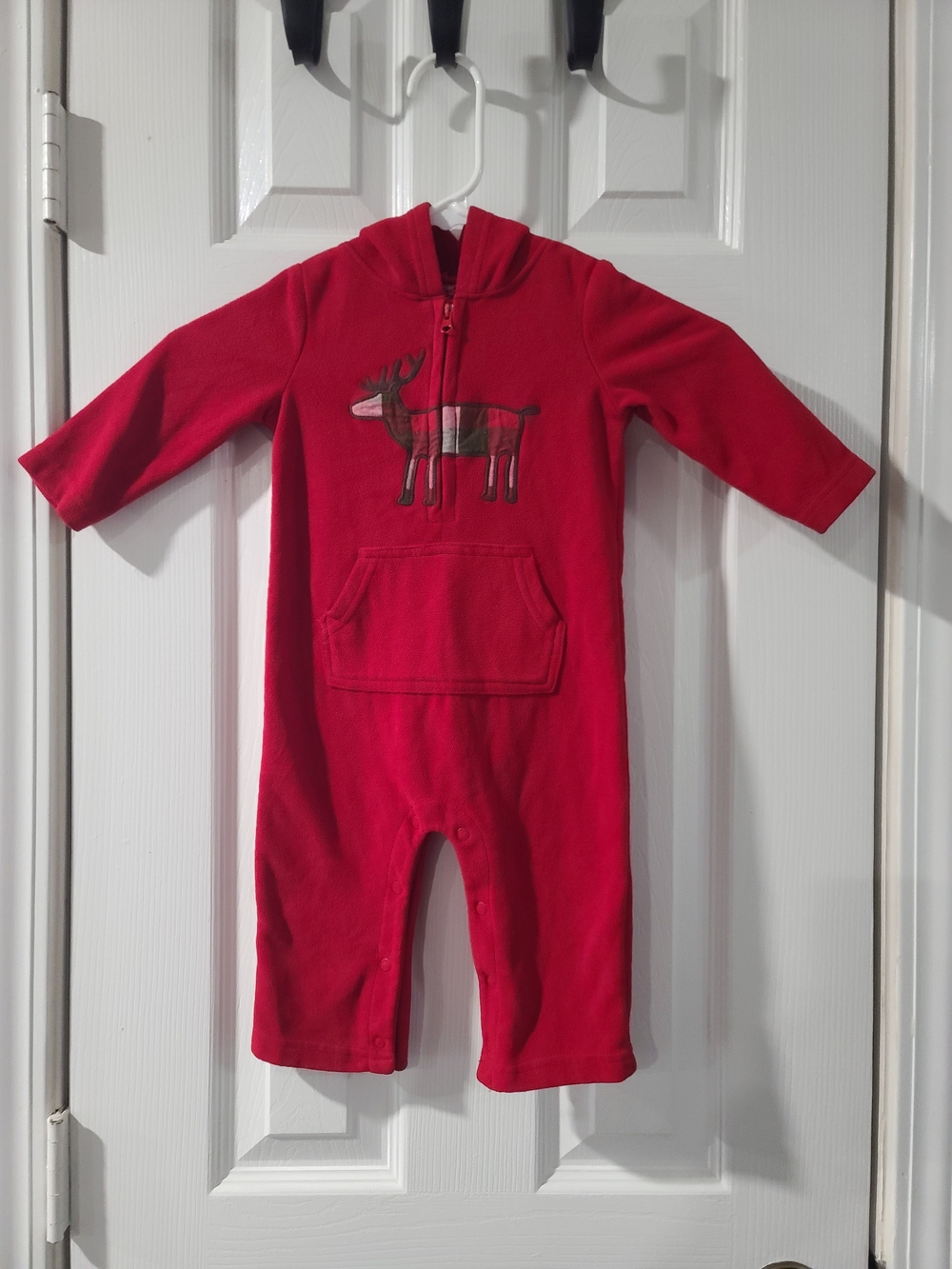 Carter's Red Hooded One-Piece Romper with Moose Applique